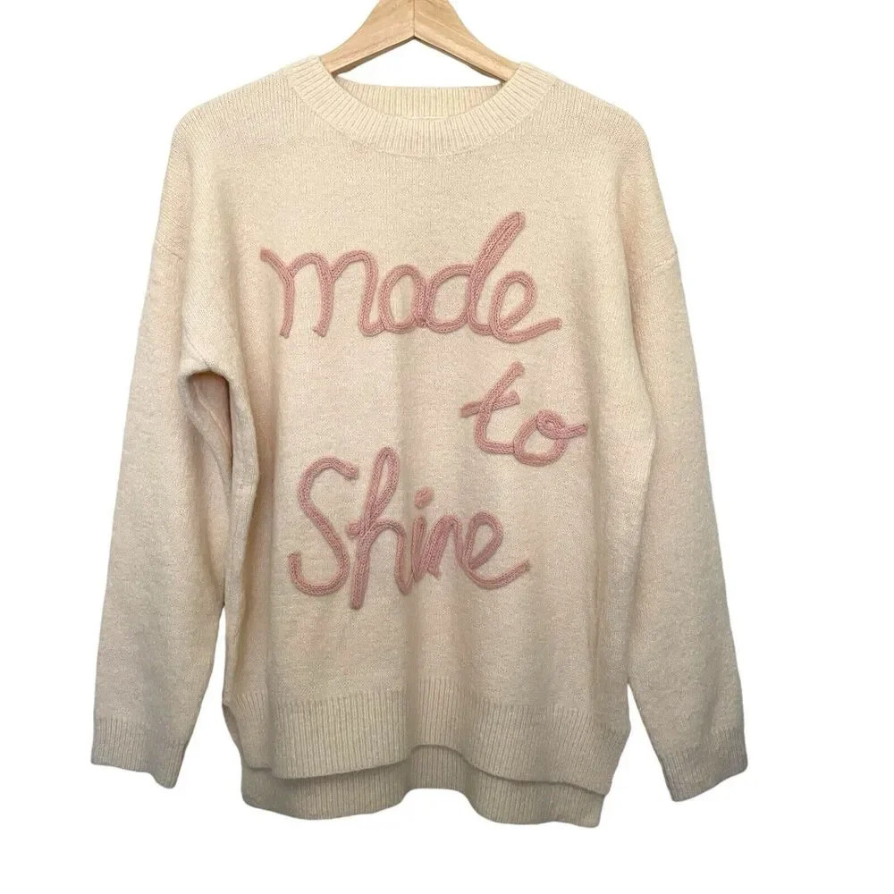 CBRAND Made to Shine Cream Pullover Sweater Crew Neck Soft‎ Comfort